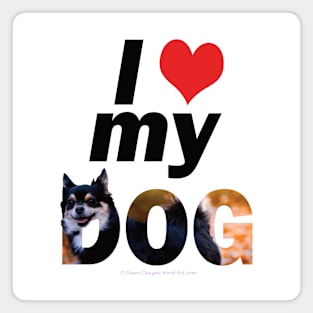 I love (heart) my dog - Chihuahua oil painting word art Magnet